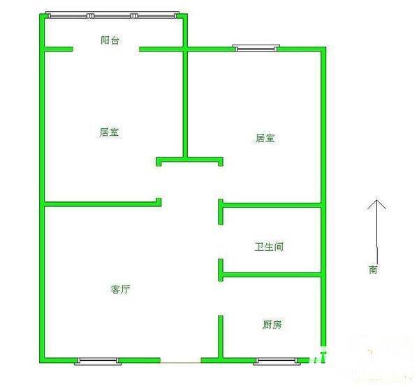 美景花园（黄江）2室1厅1卫90㎡户型图