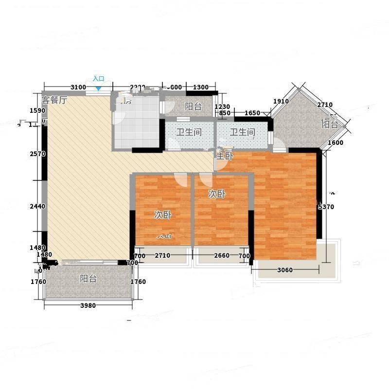 金地格林小城三期3室0厅0卫126㎡户型图