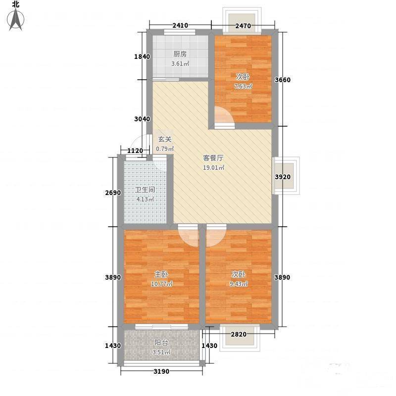 引黄家园3室2厅1卫85㎡户型图