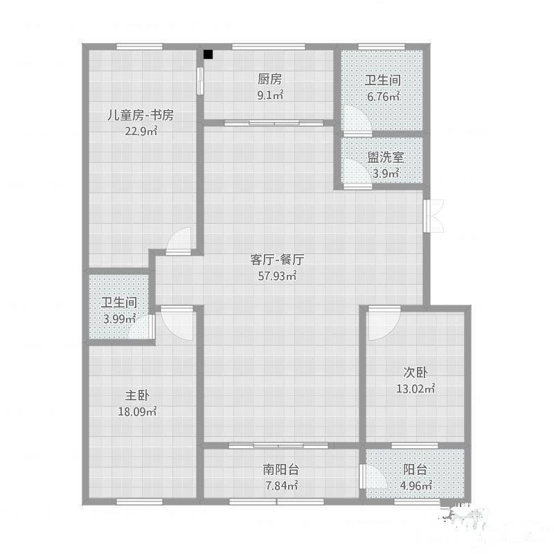 华都公寓3室2厅1卫205㎡户型图