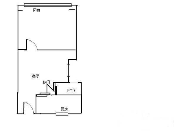 开鲁二村1室1厅1卫46㎡户型图