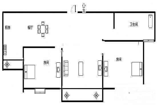 菊泉新城39弄小区2室2厅1卫83㎡户型图