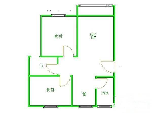 久华佳苑2室2厅1卫97㎡户型图