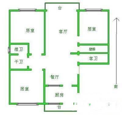 北华苑二期4室2厅2卫134㎡户型图