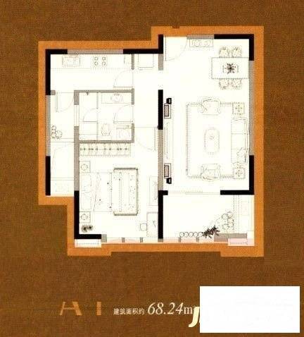 梧桐城邦一期1室1厅1卫52㎡户型图