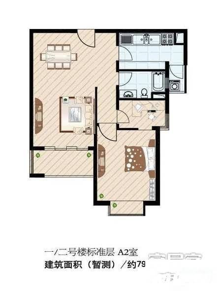 梧桐城邦一期2室2厅1卫76㎡户型图