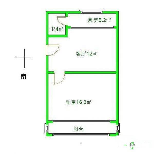 淞南新村1室1厅1卫40㎡户型图