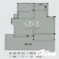 万兆家园莱茵风尚2室2厅1卫87㎡户型图