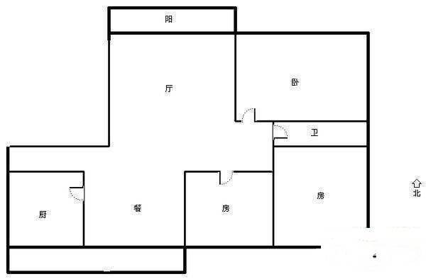 新湖明珠城3室2厅1卫130㎡户型图