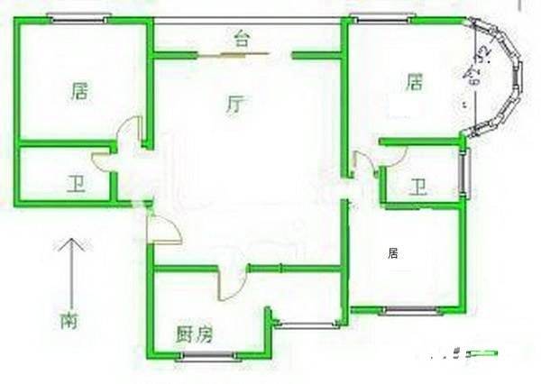 新湖明珠城3室2厅2卫180㎡户型图