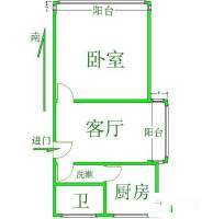 君悦苑1室1厅1卫55㎡户型图