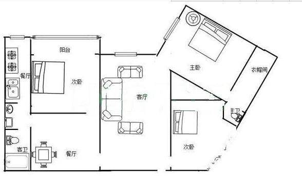 君悦苑3室2厅2卫138㎡户型图