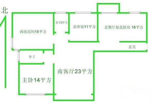 怒江小区3室2厅2卫83㎡户型图