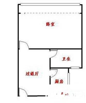 北京西路公房1室1厅1卫29㎡户型图