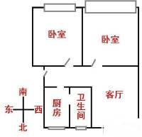 宝隆新村南区2室2厅1卫80㎡户型图