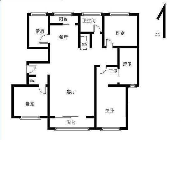 都市宜家3室2厅2卫132㎡户型图