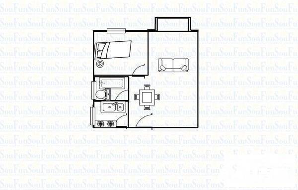 永新城1室2厅1卫67㎡户型图