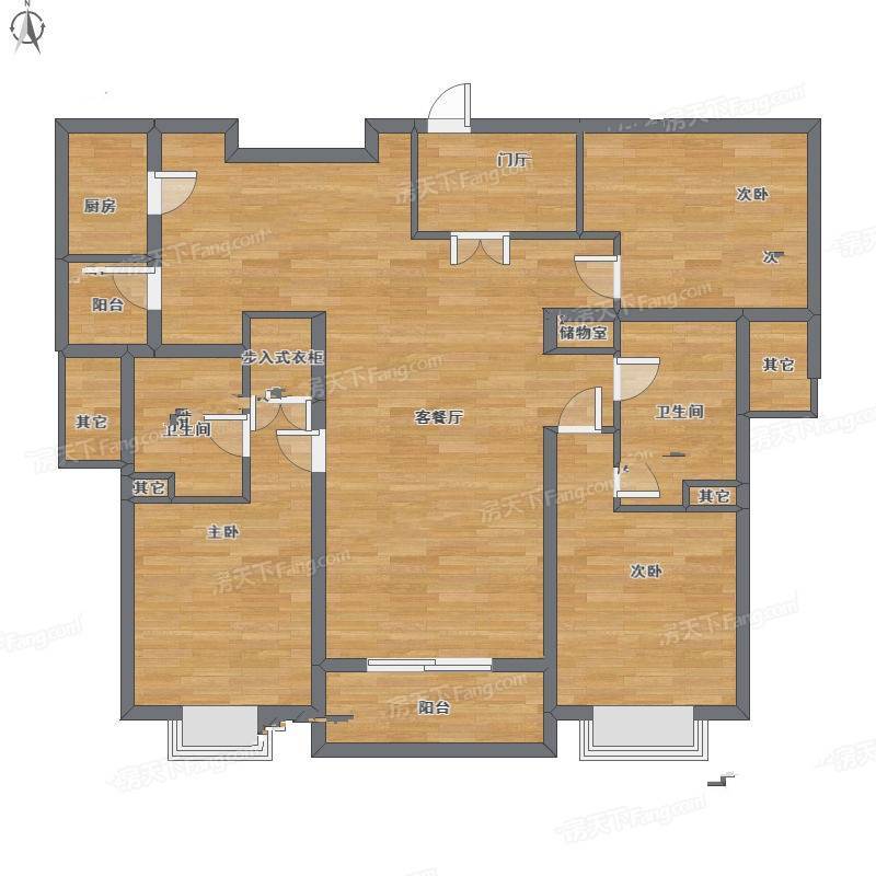 绿洲香岛3室1厅0卫154㎡户型图