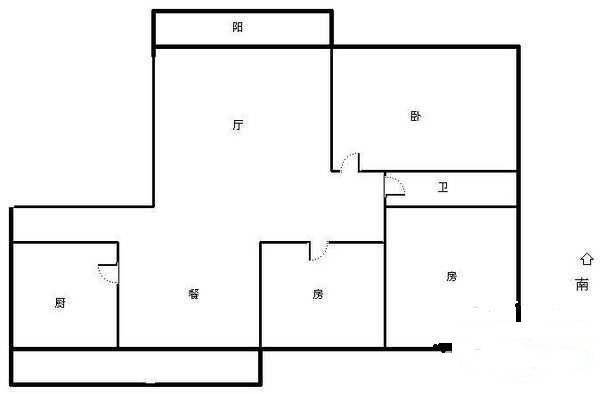 锦绿新城二期3室2厅1卫130㎡户型图