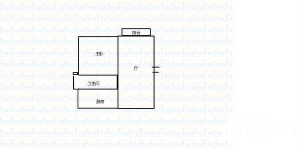 舒诗康庭1室2厅1卫65㎡户型图