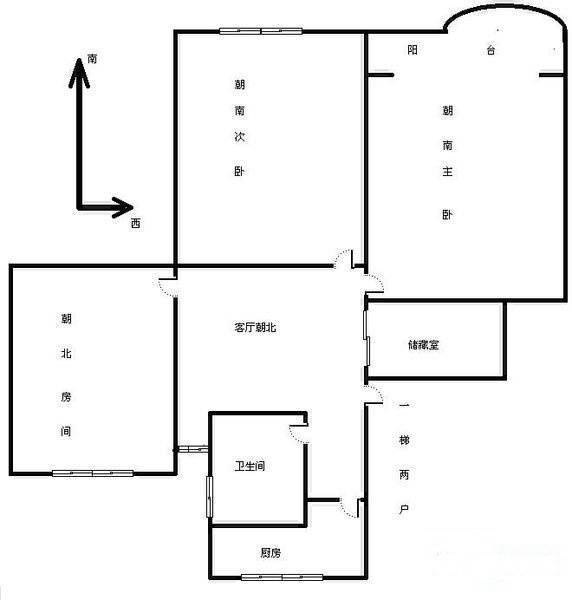 玉兰园3室1厅1卫78㎡户型图