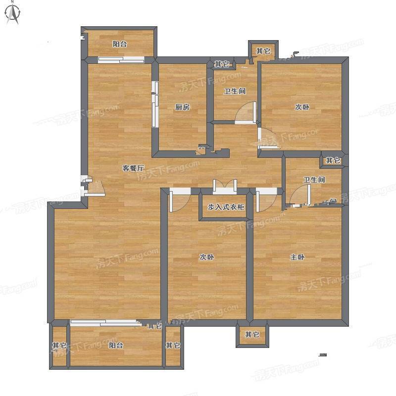 爱丁堡润峰苑3室1厅0卫123㎡户型图