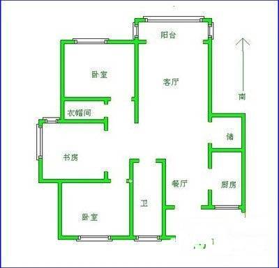 华亭新家苑3室2厅1卫87㎡户型图