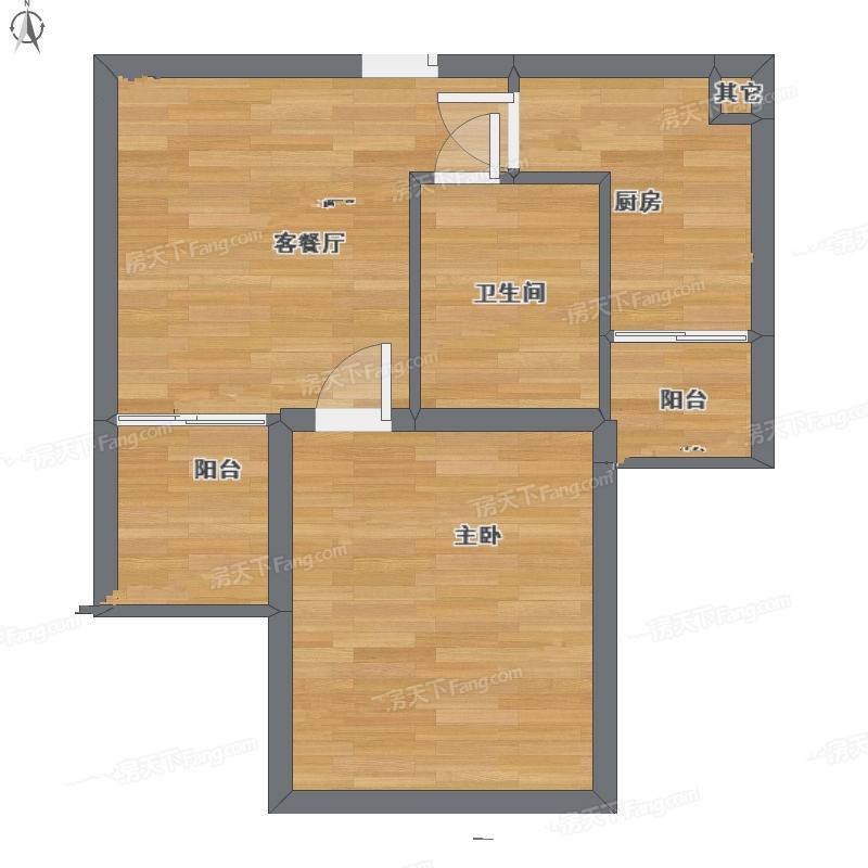 华泽新苑1室1厅0卫55㎡户型图