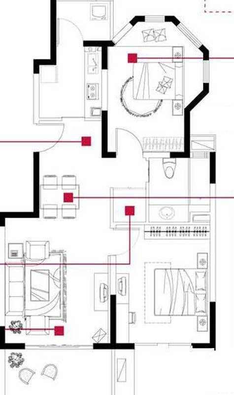 红墅1858公寓2室2厅1卫90㎡户型图