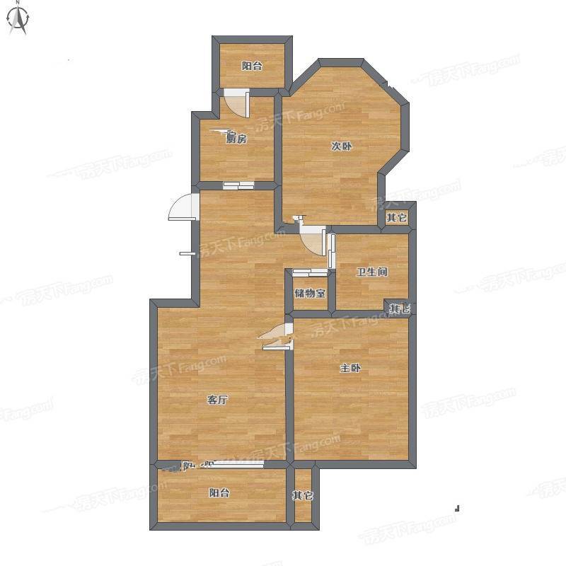 红墅1858公寓2室1厅0卫90㎡户型图