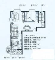 天歌大厦公寓3室2厅2卫131㎡户型图