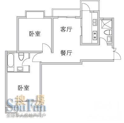 环绿国际别墅2室2厅1卫84.2㎡户型图