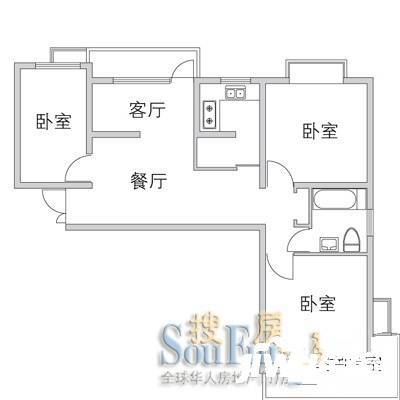 环绿国际别墅3室2厅2卫95.6㎡户型图