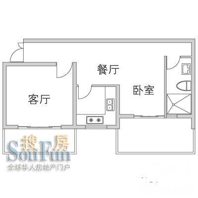 环绿国际别墅1室2厅1卫68.4㎡户型图