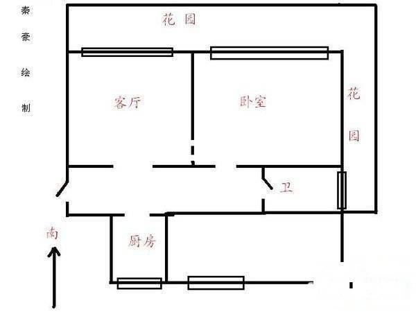 高邮公寓1室1厅1卫60㎡户型图