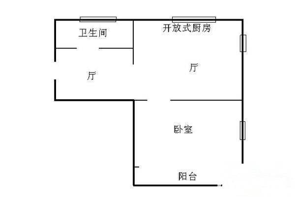 高邮公寓1室1厅1卫60㎡户型图