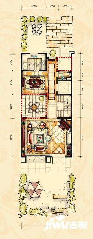 中梁香缇公馆别墅4室3厅4卫200㎡户型图