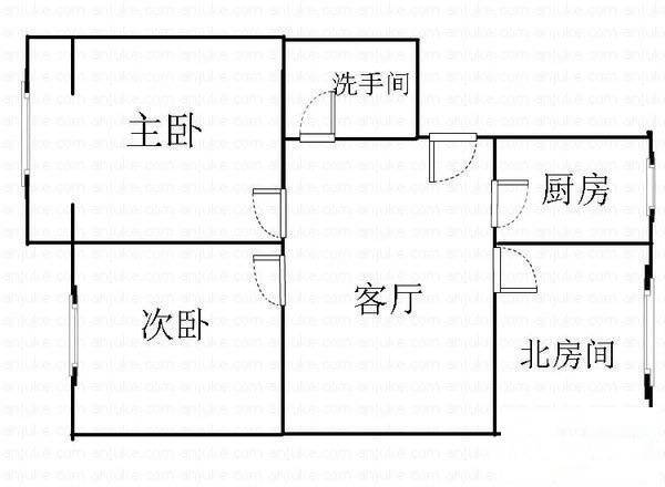 民乐佳苑3室1厅1卫92㎡户型图