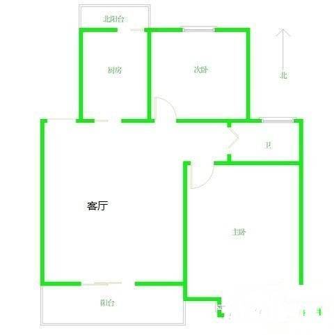 城东新村2室1厅1卫51㎡户型图