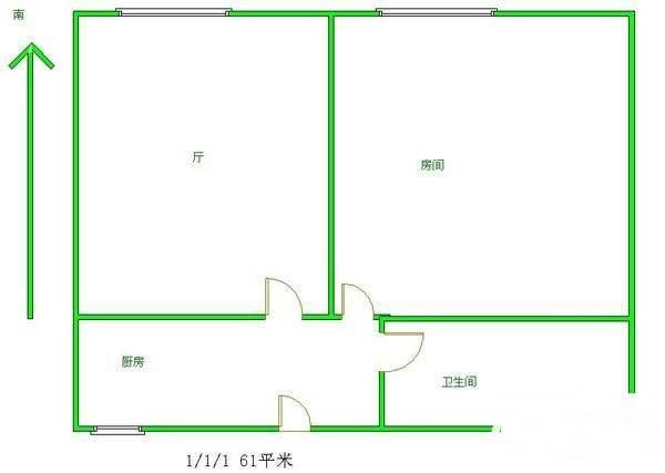 新青浦花苑1室2厅1卫60㎡户型图