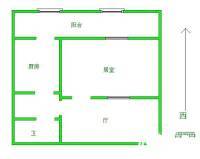 四季绿城1室2厅1卫62㎡户型图