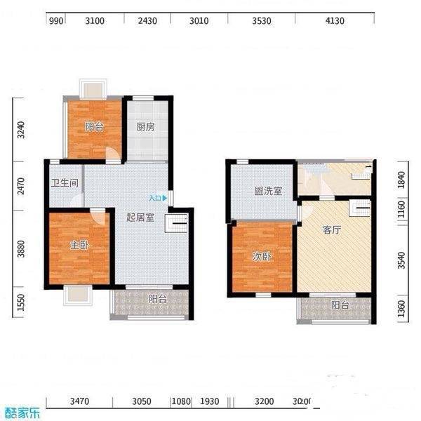 四季绿城3室2厅2卫125㎡户型图