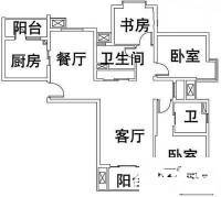 华骥苑3室1厅1卫107㎡户型图