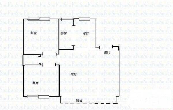 华骥苑3室2厅1卫103㎡户型图