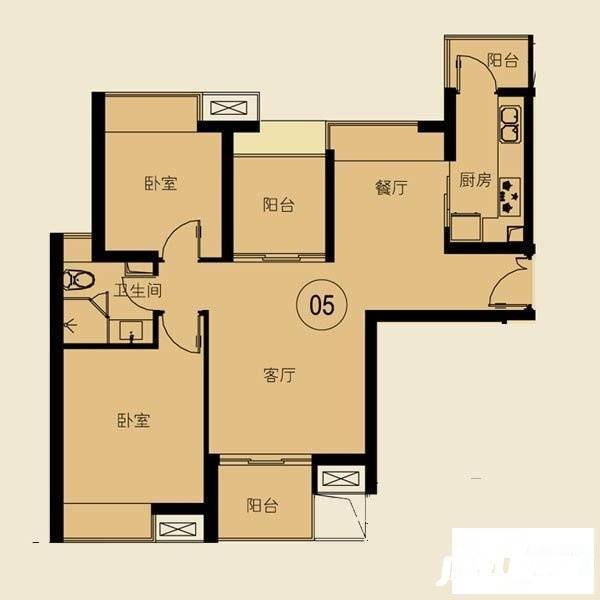 中虹花园新都苑2室2厅1卫92㎡户型图