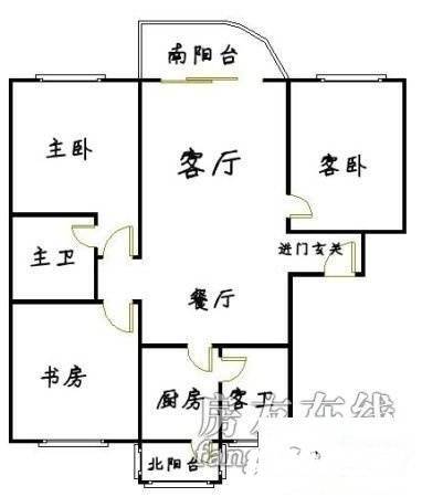 金属新村3室1厅1卫106㎡户型图