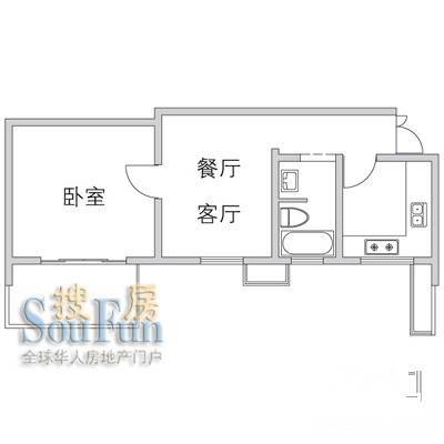 环绿国际别墅1室2厅1卫62.6㎡户型图