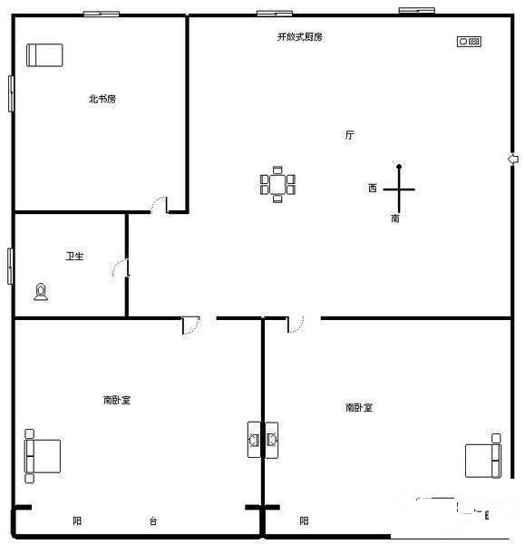 原水小区(长宁)2室1厅1卫72㎡户型图