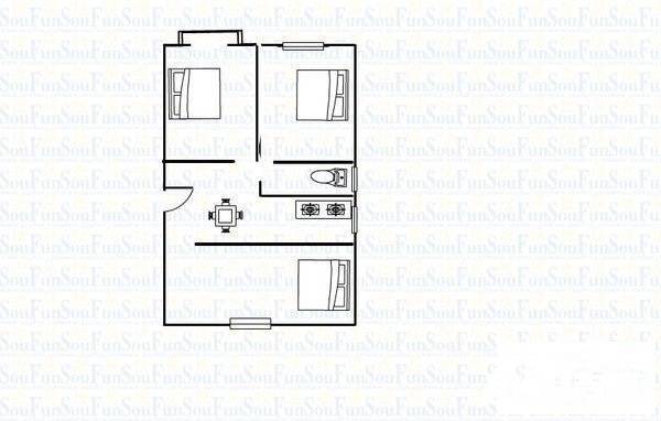 原水小区(长宁)2室2厅1卫65㎡户型图