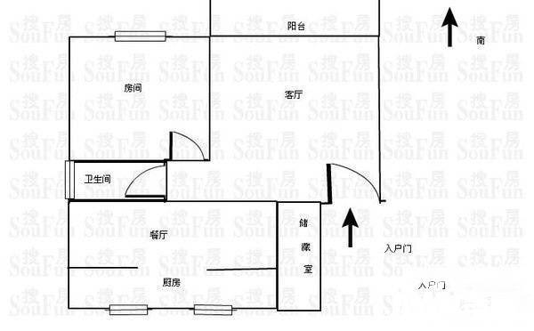 上海梦想1室2厅1卫84㎡户型图